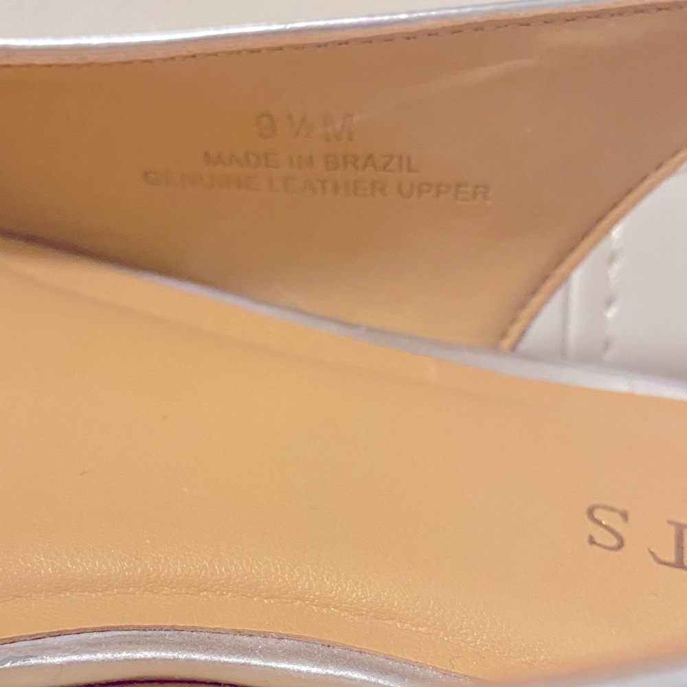 Talbots  Silver Women's Genuine Leather Sling backs 9-1/2 M - Picture 4 of 10